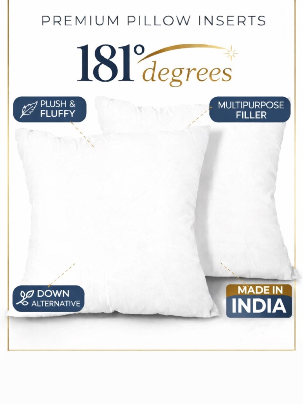 181 Degrees White Plush Pillow Inserts -Pack of 2